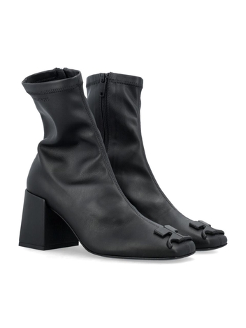 꾸레쥬 FW24 Courreges Black Leather Square Toe Boots Black 224SAB021PL01289999 Black