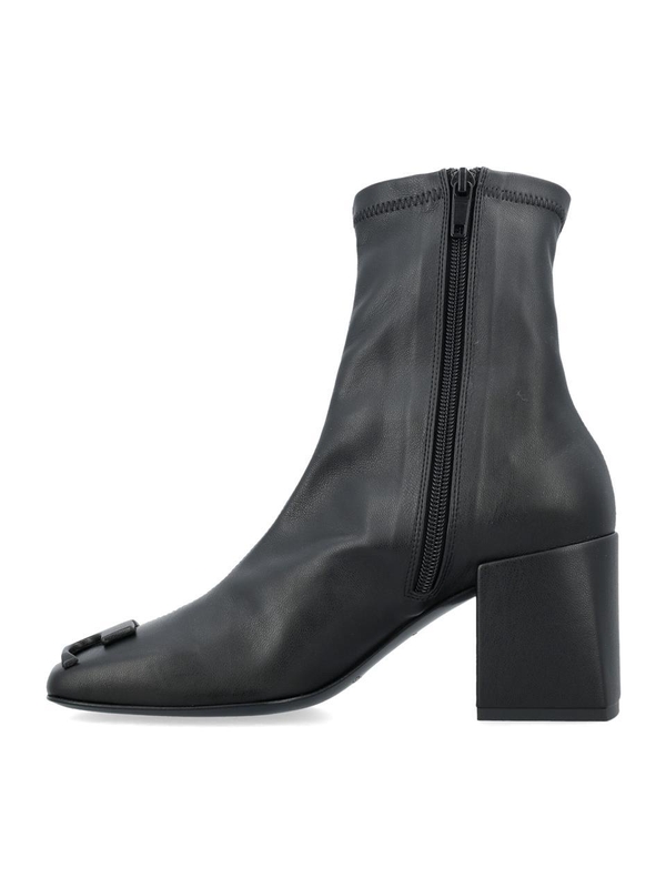 꾸레쥬 FW24 Courreges Black Leather Square Toe Boots Black 224SAB021PL01289999 Black