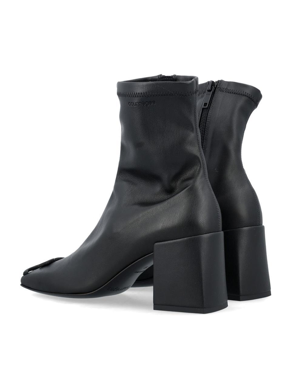 꾸레쥬 FW24 Courreges Black Leather Square Toe Boots Black 224SAB021PL01289999 Black