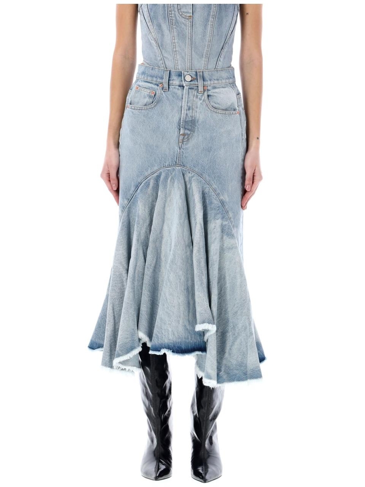 베트멍 SS24 Vetements Cotton Flared denim midi skirt Blue WE64SK700NDENIMBLUE Blue