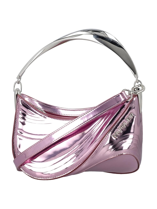 뮈글러 SS24 MUGLER Metallic Curve 01 Bag Pink SA00396873519 PINK/METALLIC