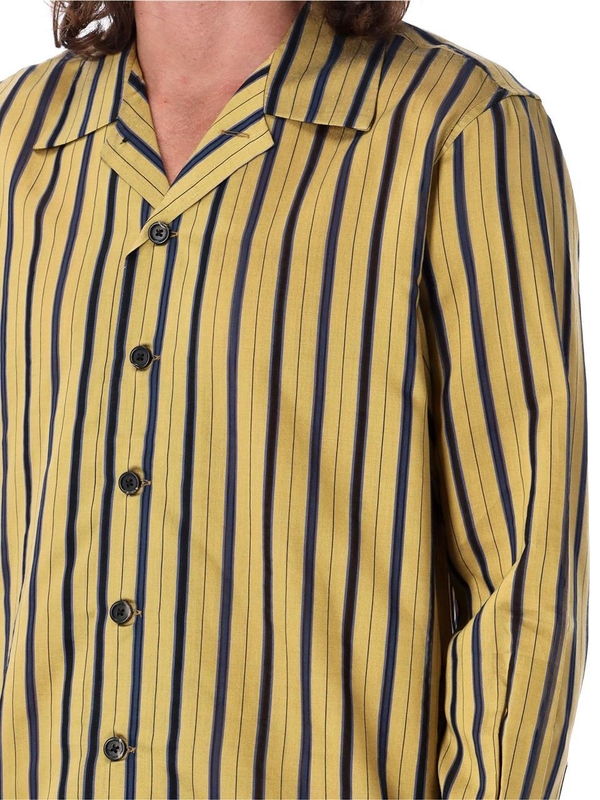 보디 SS24 BODE Alumni Stripe Long Sleeve Shirt Yellow MRF23SH076SYELLW Yellow