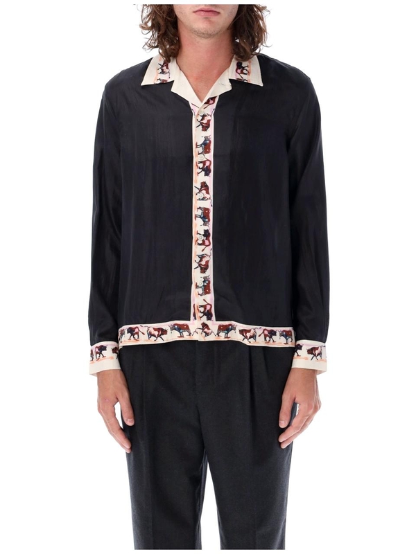 보디 SS24 BODE Taureau Long Sleeve Shirt Black MRF23SH023S001 Black