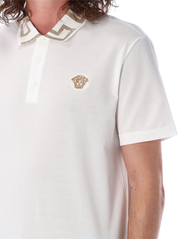 베르사체 FW24 Versace Greca short-sleeved polo shirt White A874021A061991W000 White