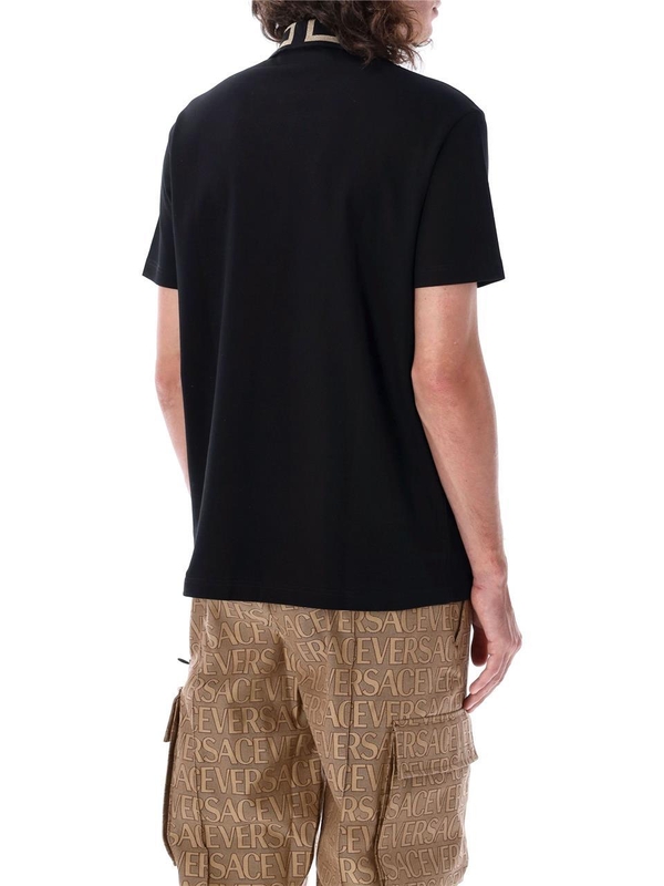 베르사체 FW24 Versace Greca short-sleeved polo shirt Black A874021A061991B000 Black