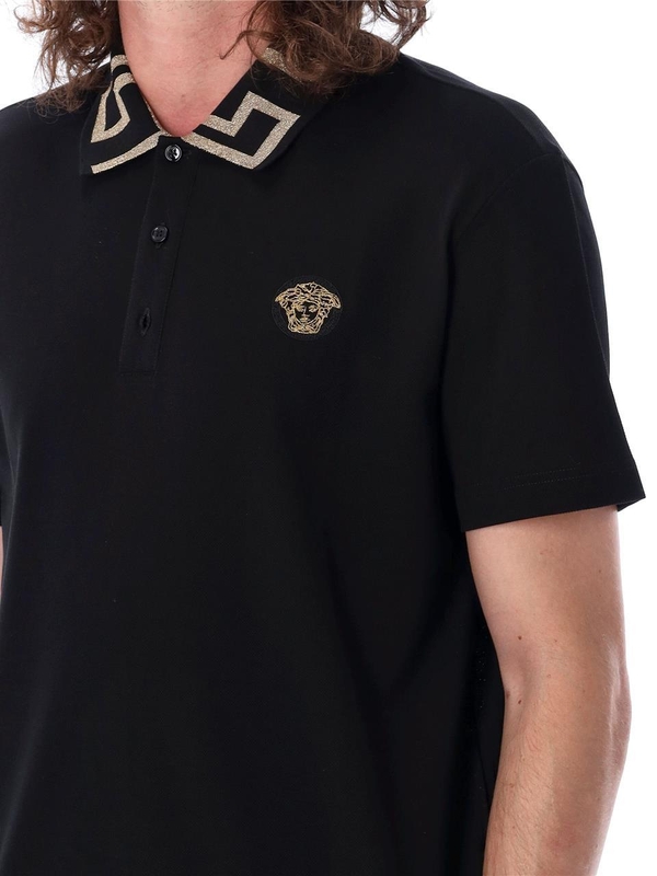 베르사체 FW24 Versace Greca short-sleeved polo shirt Black A874021A061991B000 Black