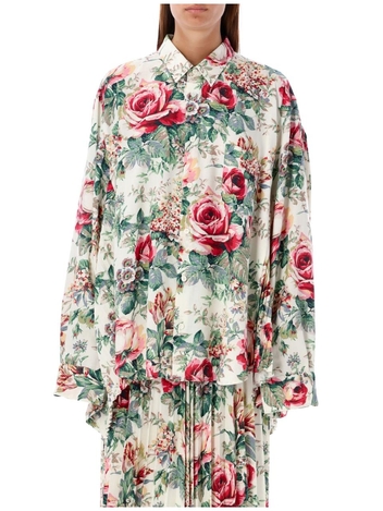 준야 와타나베 FW24 Junya Watanabe Floral print oversized shirt JN-B0052 OFF WHTE/PINK