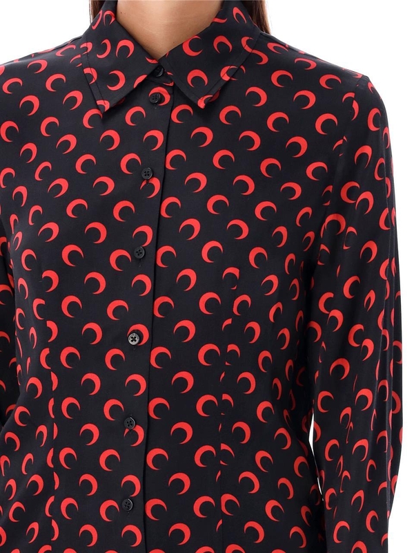 마린세르 FW24 MARINE SERRE shirt WSI023ACWOV0035BK97 BLACK RED MOON