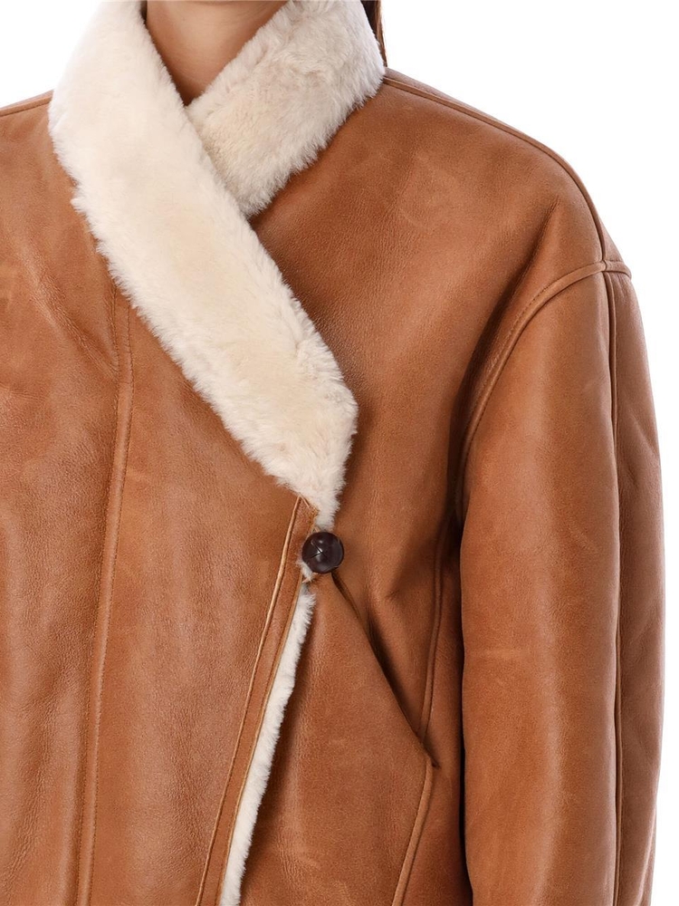 이자벨마랑 FW24 Isabel Marant Eriana Shearling Cropped Jacket MA0261FAB3A01I11CN CINNAMON