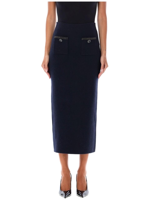 셀프포트레이트 FW24 SELF PORTRAIT Compact wool midi skirt Blue AW24168MSKBLNAVY Blue