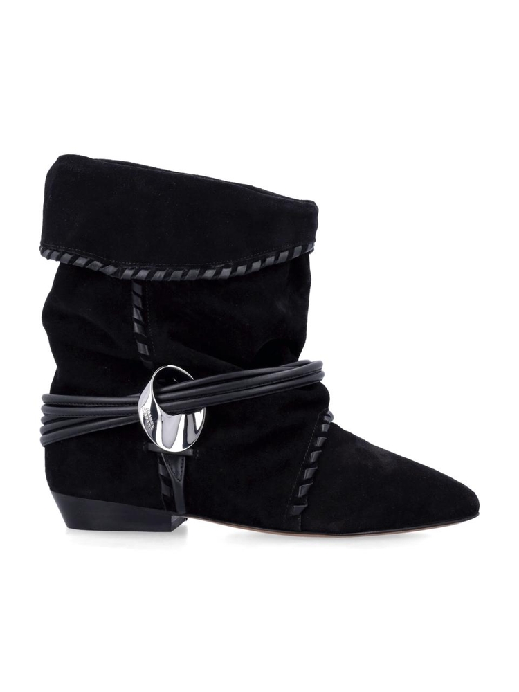 이자벨마랑 FW24 Isabel Marant Sellen suede boots Black BO0162FAB4A11S01BK Black