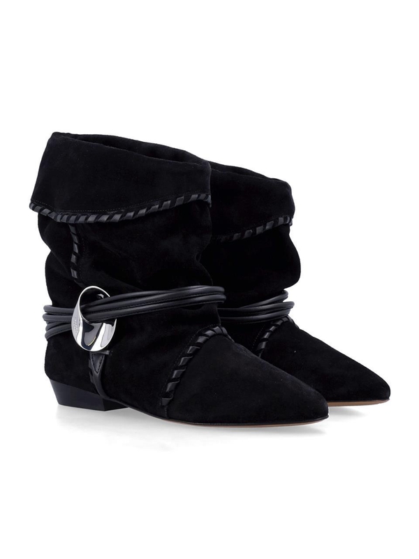 이자벨마랑 FW24 Isabel Marant Sellen suede boots Black BO0162FAB4A11S01BK Black