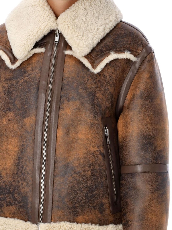 스탠드스튜디오 FW24 Stand LESSIE FAUX SHEARLING JACKET 61957907387130 BROWN OLD