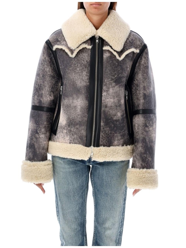 스탠드스튜디오 FW24 Stand Eco Shearling Aviator Jacket 61957907381110 ASH GREY