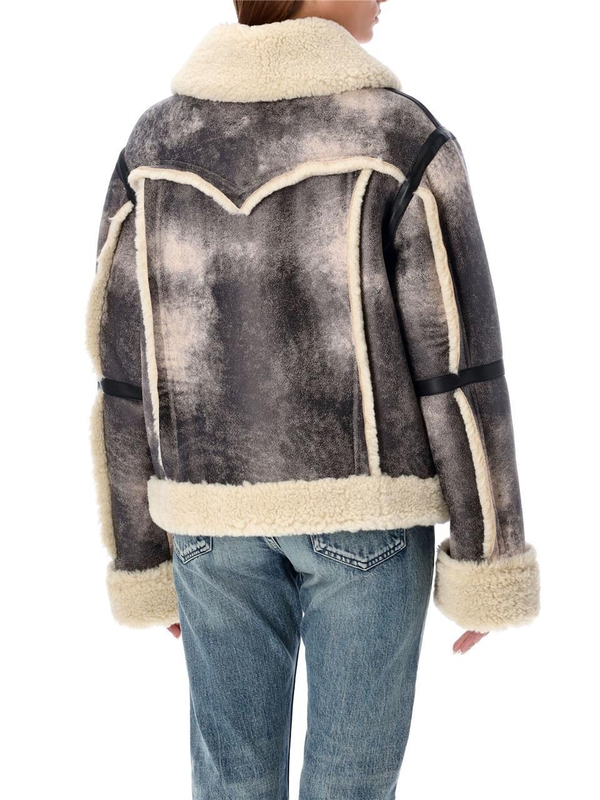 스탠드스튜디오 FW24 Stand Eco Shearling Aviator Jacket 61957907381110 ASH GREY