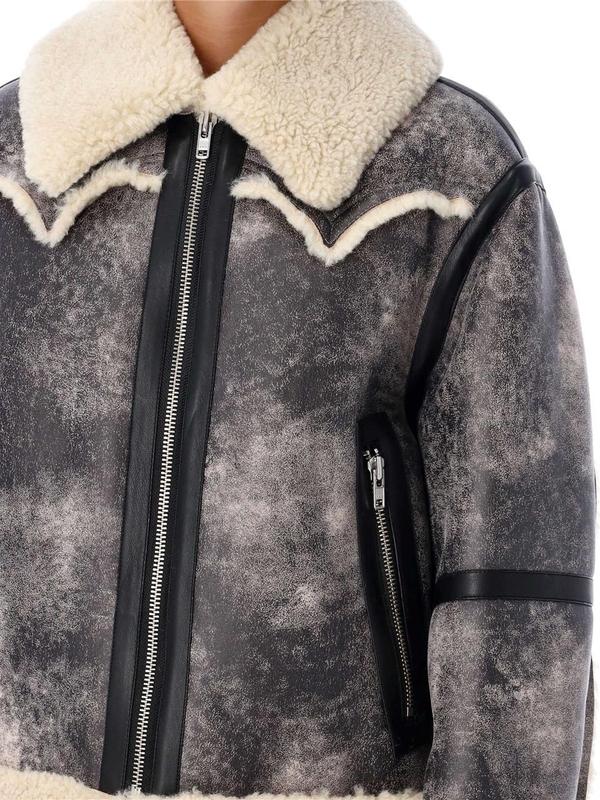 스탠드스튜디오 FW24 Stand Eco Shearling Aviator Jacket 61957907381110 ASH GREY