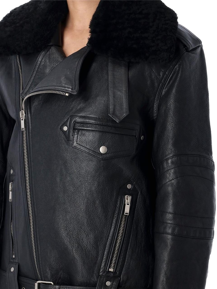 생로랑 FW24 Saint Laurent Biker leather jacket Black 809830YCRR21000 Black