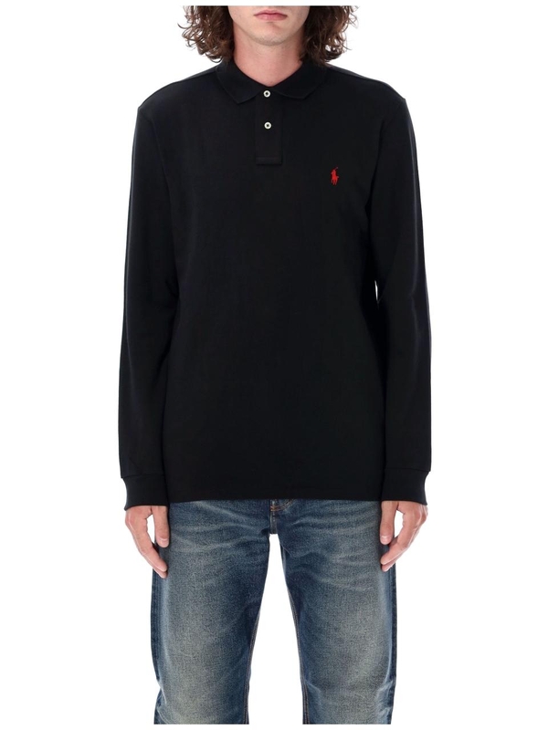 폴로 랄프로렌  Polo Ralph Lauren Long Sleeve Polo Shirt Black 710680790045 Black