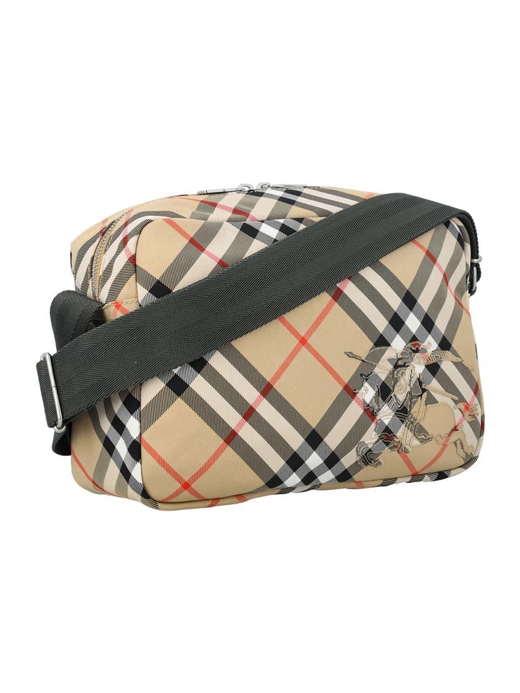 버버리 SS25 Burberry Nylon shoulder bag with Check motif 8091320A2021 SAND