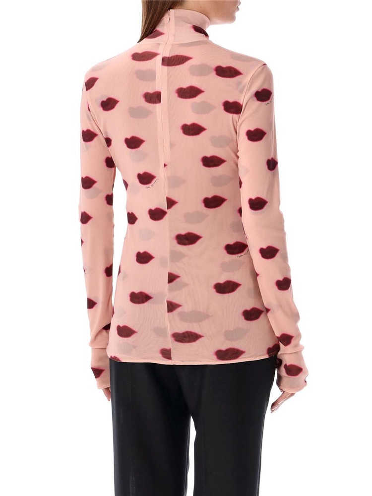 스텔라 매카트니 FW24 Stella McCartney Lips-Print Long Sleeve Top 6J03483SPZ455765 DUSTY ROSE