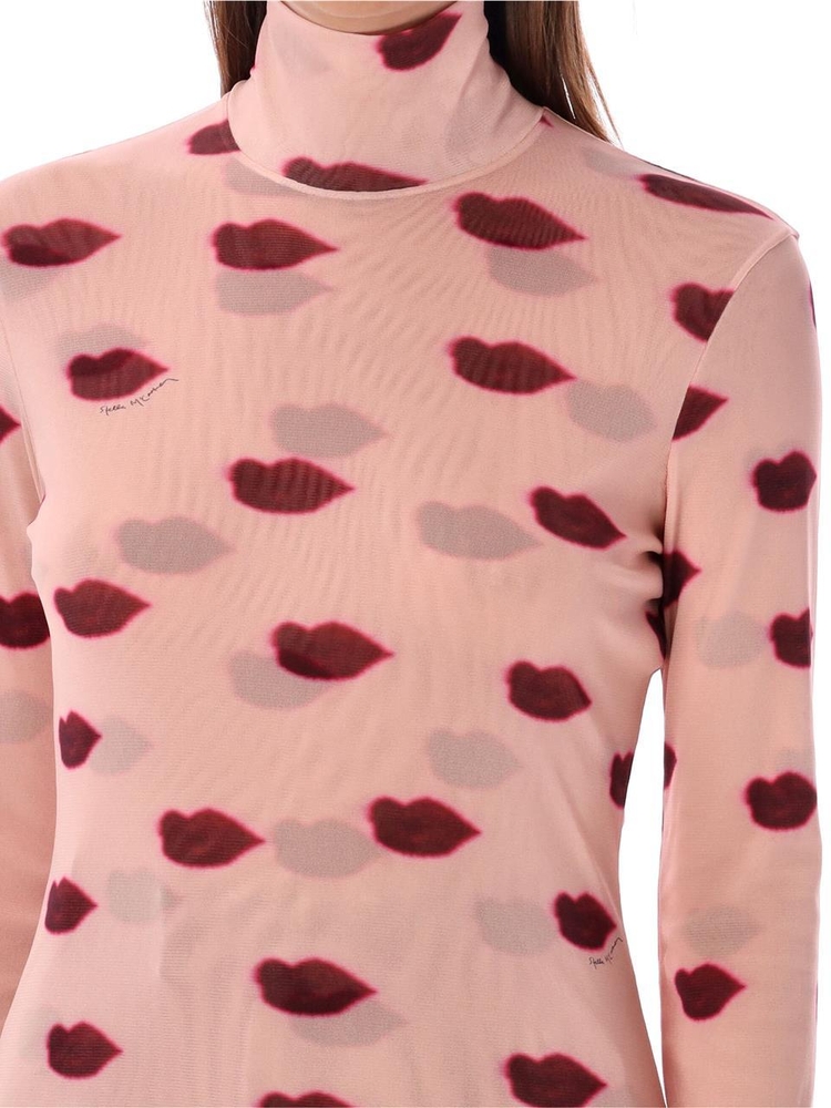 스텔라 매카트니 FW24 Stella McCartney Lips-Print Long Sleeve Top 6J03483SPZ455765 DUSTY ROSE