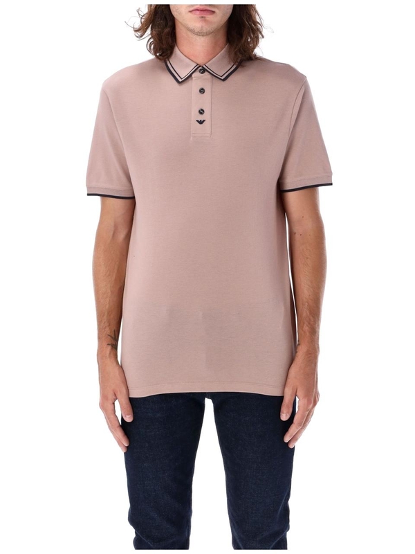 엠포리오 아르마니 FW24 Emporio Armani Pink Polo shirt with contrast cuff trim 6D1F651JTKZ0352 FAWN FLY