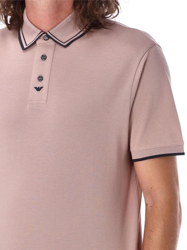 엠포리오 아르마니 FW24 Emporio Armani Pink Polo shirt with contrast cuff trim 6D1F651JTKZ0352 FAWN FLY