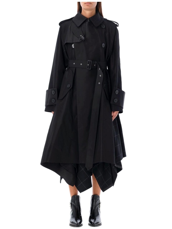 사카이 FW24 Sacai Wool blend Paneled trench coat Black 2407555001 Black