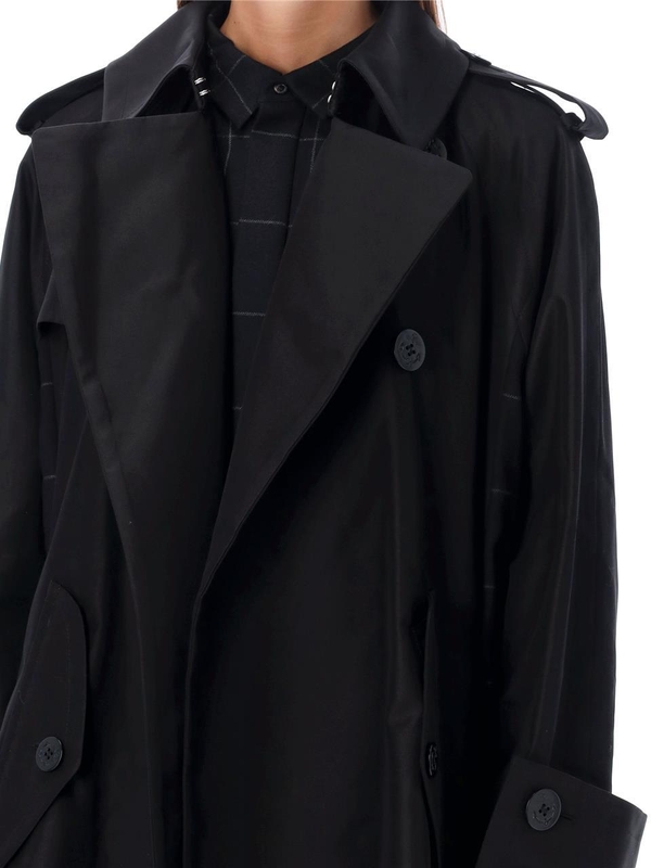 사카이 FW24 Sacai Wool blend Paneled trench coat Black 2407555001 Black