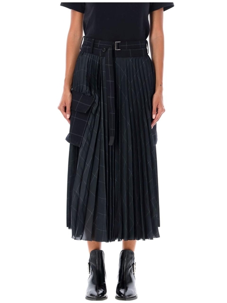 사카이 FW24 SacaiPleated midi skirt Black 2407573001 Black