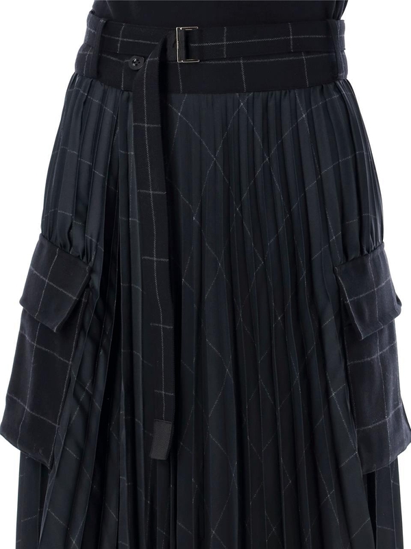 사카이 FW24 SacaiPleated midi skirt Black 2407573001 Black