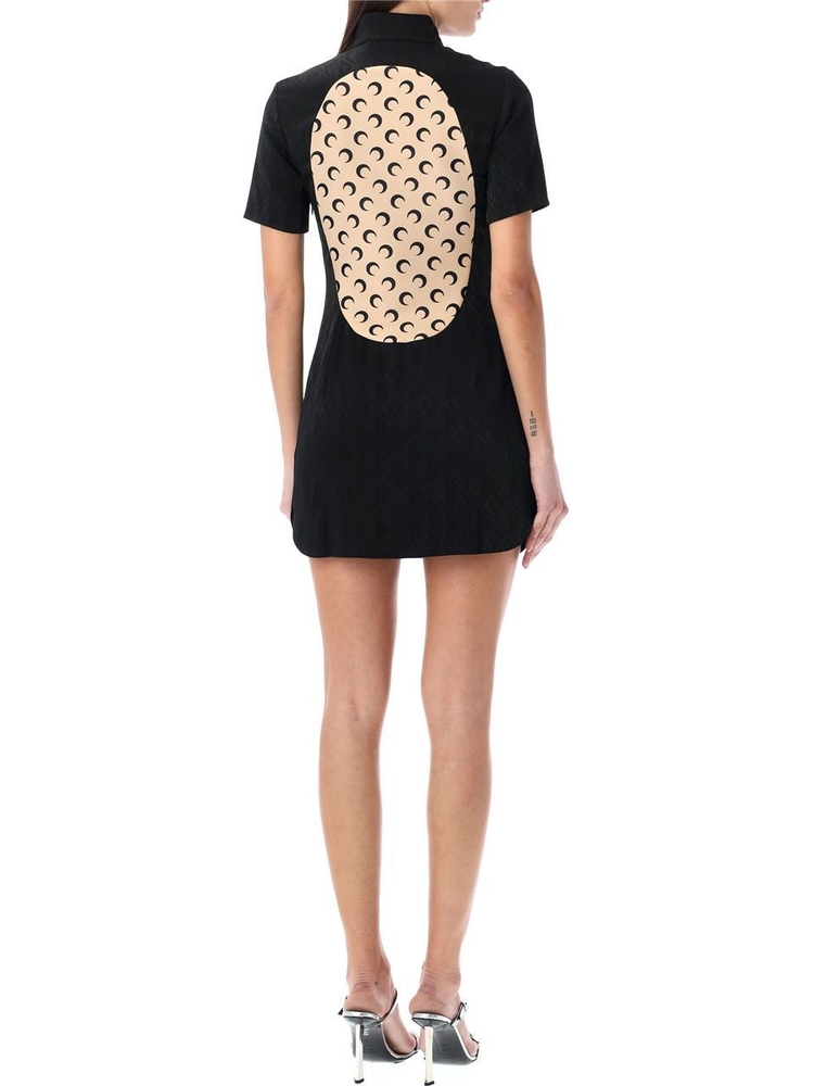 마린세르 SS24 MARINE SERRE Jacquard viscose mini dress Black WDR256CWOV0023BK99 Black