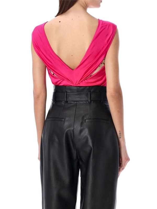 마린세르 SS24 MARINE SERRE Draped bodysuit Fuchsia WTO393CJER0021PK60 Fuchsia