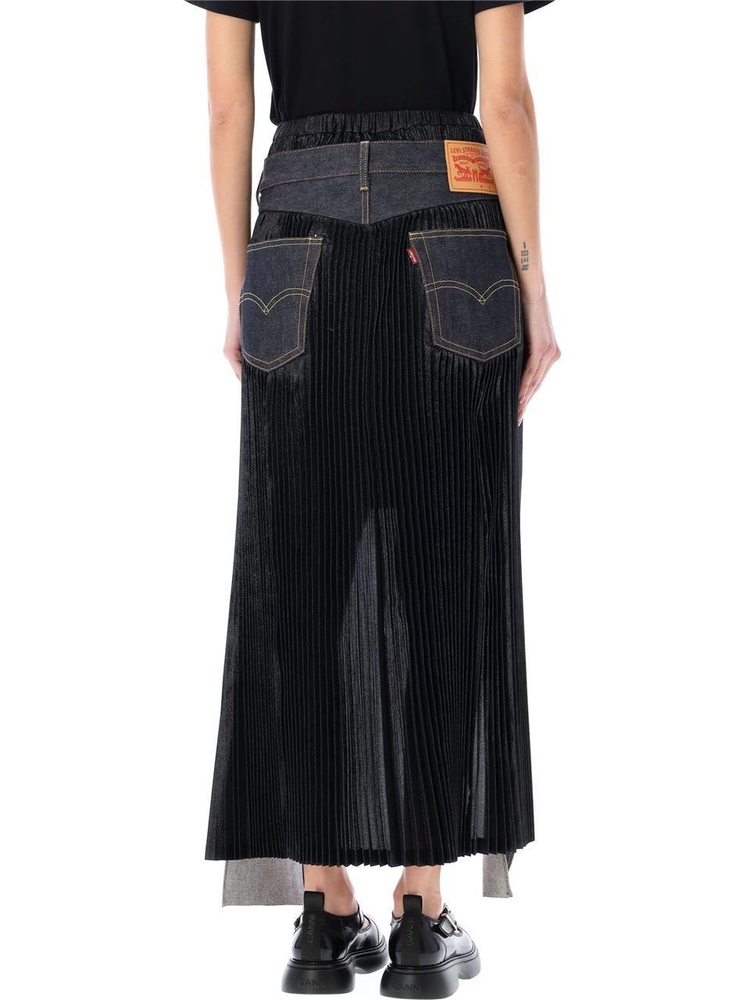 준야 와타나베 SS24 Junya Watanabe Deconstructed pleated denim skirt JMS105100D1 INDIGO + BLACK