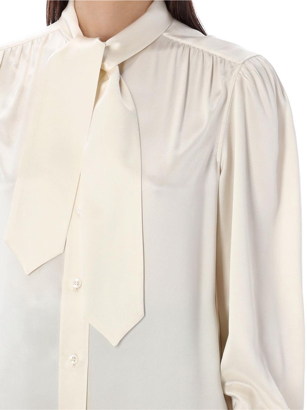 생로랑 SS24 Saint Laurent Lavalliere Silk Shirt White 650235Y001W9601 White