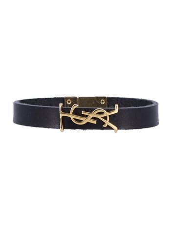 생로랑 FW24 Saint Laurent Cassandre leather bracelet Black 7088150IH0J1000 Black