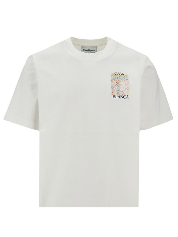 카사블랑카 FW24 CASABLANCA T-SHIRT MF24-JTS-001-01.MUSHROOM GODDESS-MUSHROOM GODDESS White