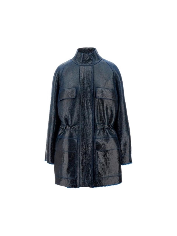 펜디 FW24 FENDI Dark blue sheepskin jacket FM5379AONDF1PNC-F1PNC Blue