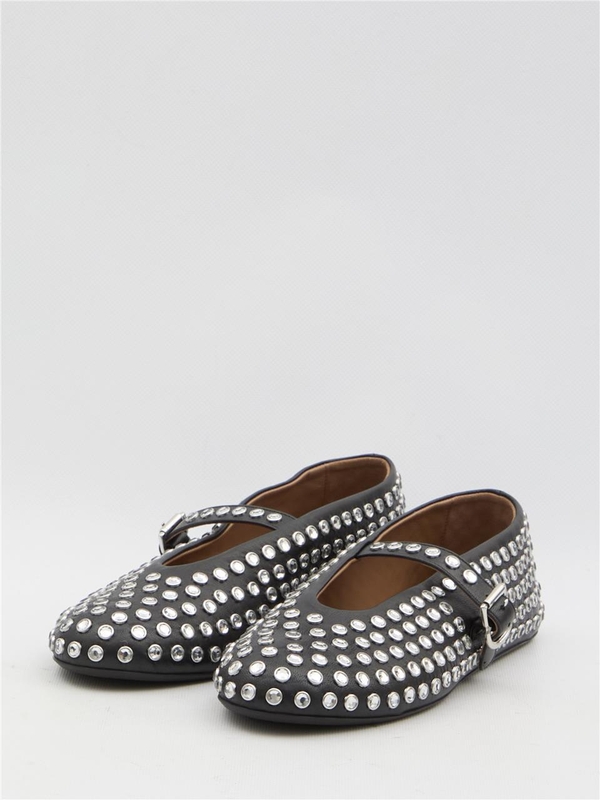 알라이아 SS25 Ballerinas with rhinestones AA3A029CK116_999 BLACK