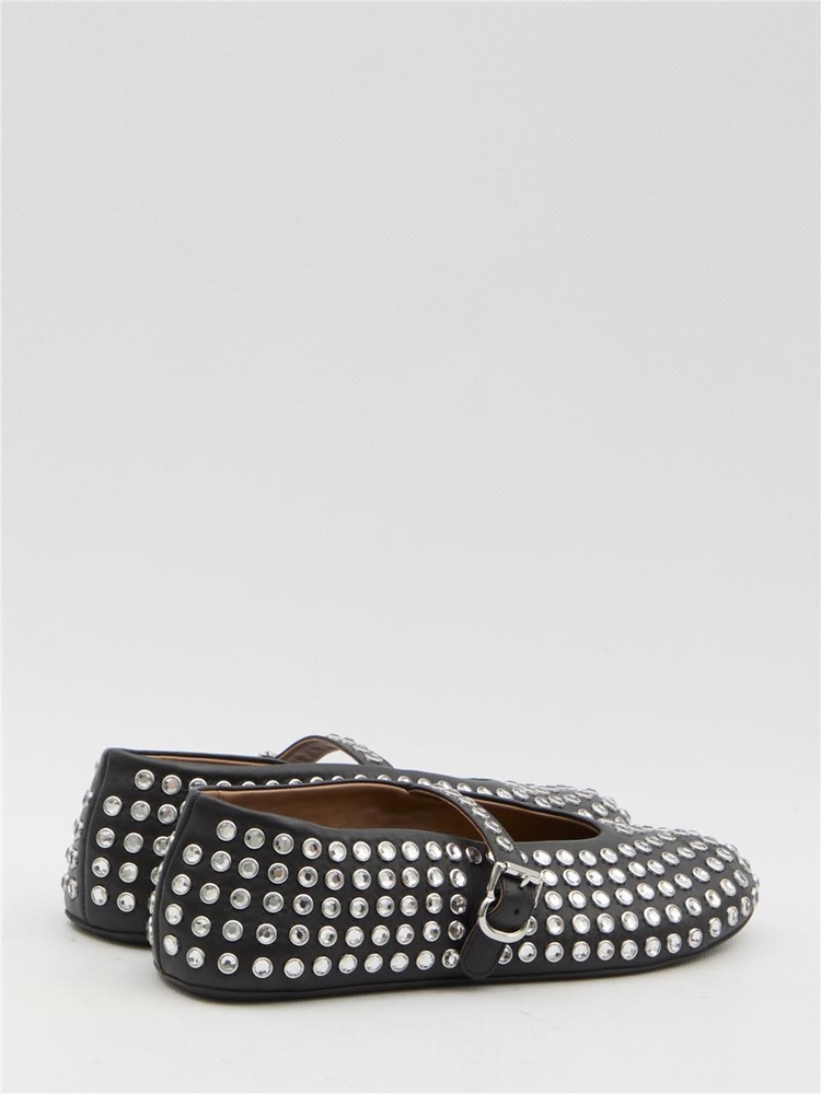 알라이아 SS25 Ballerinas with rhinestones AA3A029CK116_999 BLACK