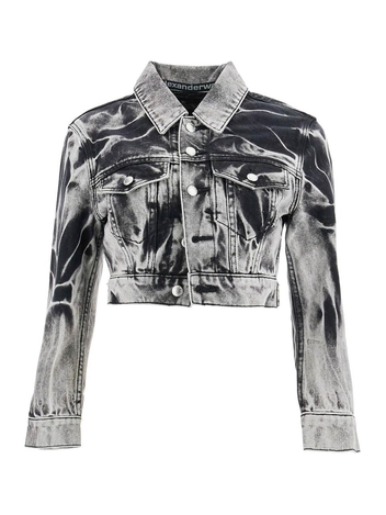 알렉산더 왕 FW24 cropped denim jacket with acid wash 4DC4242456 BLACK ACID CRUSH