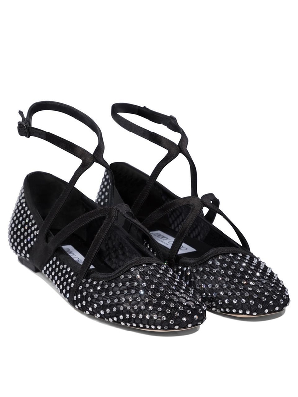 지미추 SS25 Ballerinas ASTORIA FLATQHSBLACK/CRYSTAL Black  