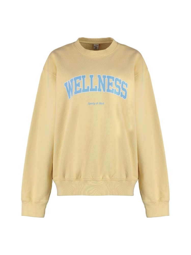 스포티앤리치 SS23 Cotton crew-neck sweatshirt CR847AL_ALMONDH2O Yellow