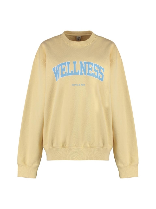 스포티앤리치 SS23 Cotton crew-neck sweatshirt CR847AL_ALMONDH2O Yellow