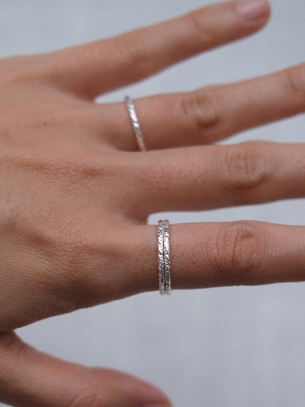 Thin Rough Ring (Silver925)(2color)