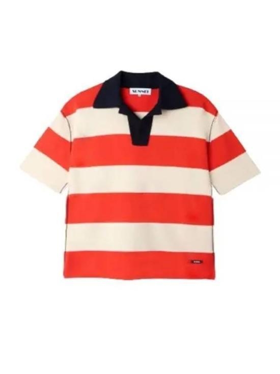 [해외배송] 24SS 써네이 폴로 티셔츠 PRTWMKNW006 KNT030 7473 Free CREAM ORANGE RED STRIPES