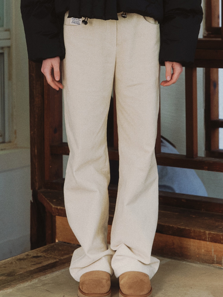 8-Wale Straight Corduroy Pants - cream