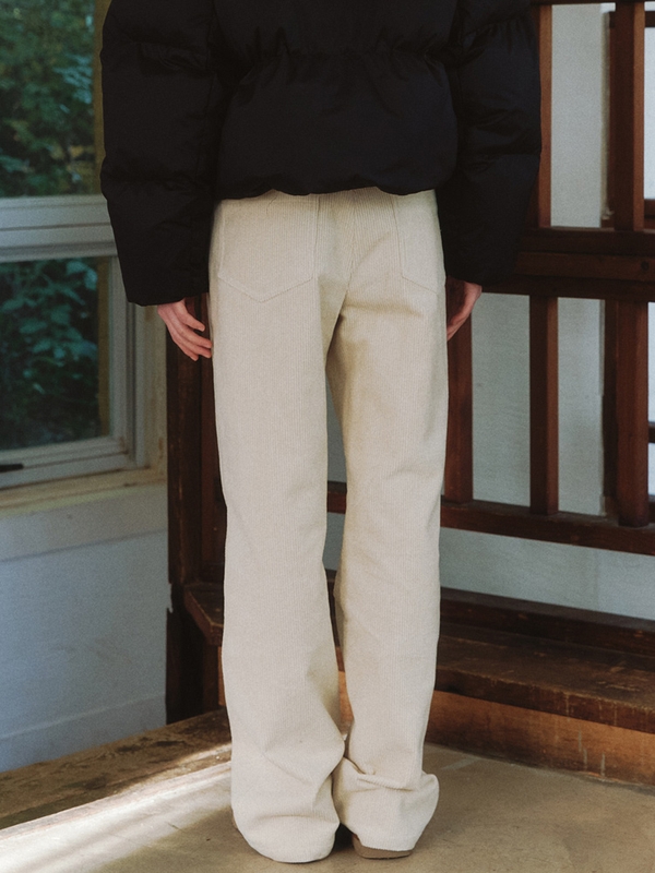 8-Wale Straight Corduroy Pants - cream