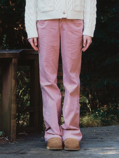 8-Wale Straight Corduroy Pants - pink