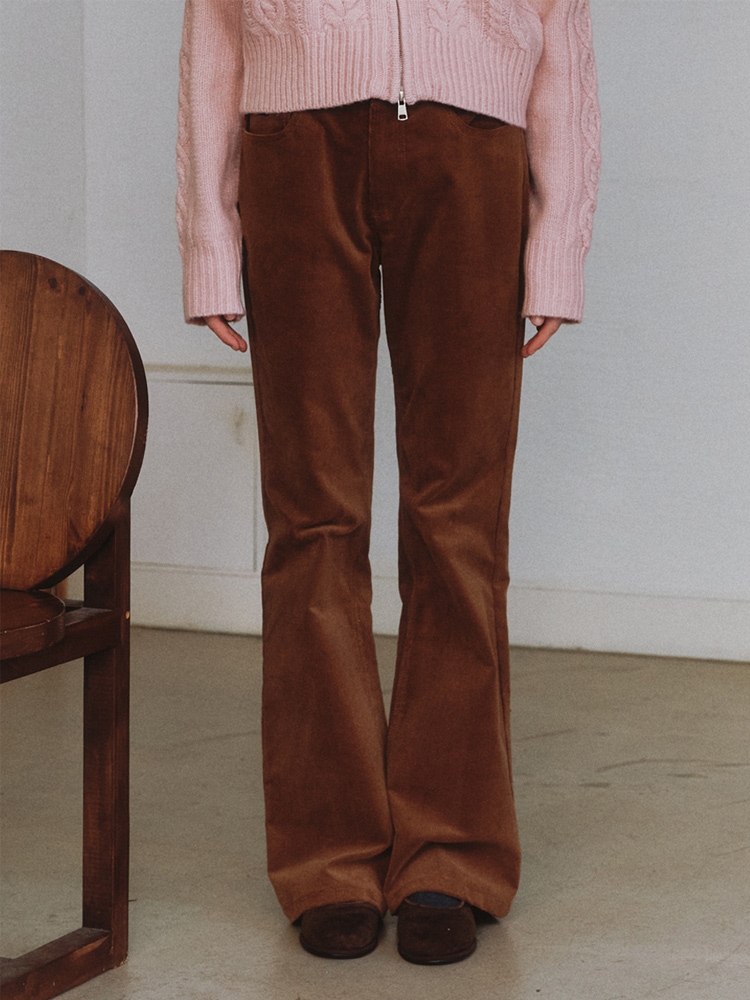 16-Wale Semi Bootscut Corduroy Pants - brown